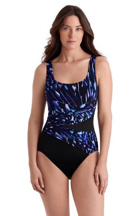 Longitude Wrap Sash Tank Long Torso One-Piece Swimsuit in Wingful Thinking at Nordstrom, Size 22