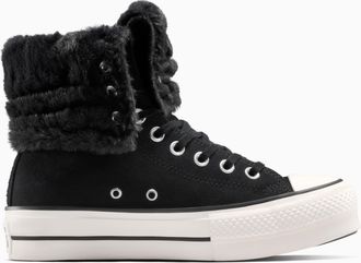 Converse Sneaker CONVERSE CHUCK TAYLOR ALL STAR FOLD OVER LIFT, Damen, Gr. 39,5, schwarz, schwarz, egret, Textil, Schuhe Sneaker, Winterschuhe, gef&uuml;ttert