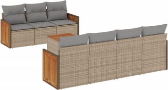 vidaXL Vidaxl - Juego De Sof&aacute;s De Jard&iacute;n Con Cojines Beige 8 Pzas Rat&aacute;n Pe