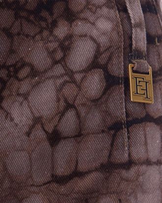 Elisabetta Franchi Alligator-Print Drill Cotton Jeans - Cocoa