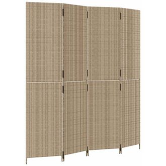 vidaXL Room Divider 4 Panels Beige Poly Rattan Vidaxl