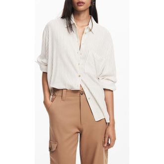Desigual Cam Butterfly Button-Up Shirt in White at Nordstrom, Size Large