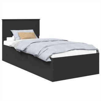 vidaXL Estructura De Cama Negro 90 X 190 Cm Madera De Ingenier&iacute;a Vidaxl
