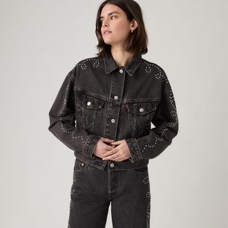 Levi's Bejeweled 90s Trucker Jacket - Womens - XS - Black