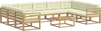 vidaXL Conjunto De Sof&aacute;s De Exterior 10 Uds. Blanco Y Crema Vidaxl