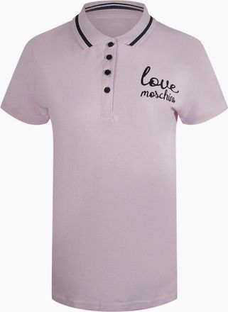 Love Moschino Womens Love Moschino Signature Logo Pink Polo Shirt - Purple - Size: 18/16