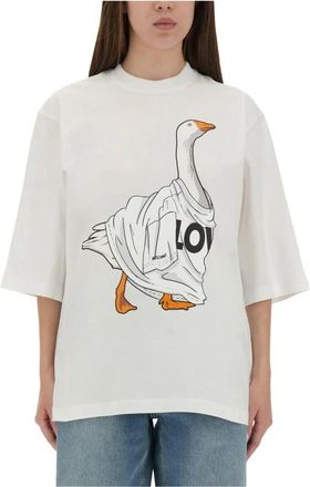 Moschino Cotton Crew-neck T-shirt - Dames - T-shirts - Wit - XS - Katoen - Tops