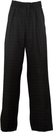 Dries Van Noten Peacha Belted Pleated Abstract Check Wide-Leg Pants