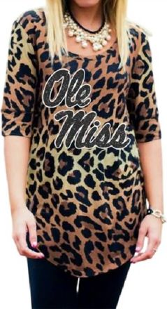 Gameday Couture Ole Miss Logo Tunic In Leopard