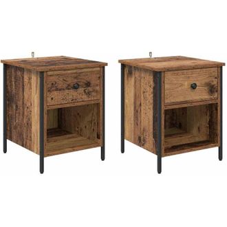 vidaXL Bedside Cabinet 2 pcs Old wood 40 x 42 x 50 cm Engineered wood vidaXL