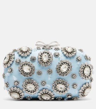 Self Portrait Crystal-embellished satin clutch