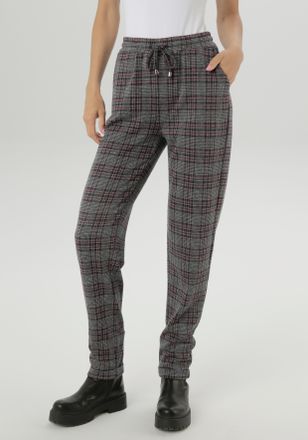 Aniston Schlupfhose ANISTON SELECTED, Damen, Gr. 34, N-Gr, blau (marine, beige, camel, kariert), Obermaterial: 75% Polyester, 23% Viskose, 2% Elasthan, karier