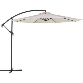 Beliani Sombrilla De Jard&iacute;n De Tela Beige &Oslash; 300 X 240 Cm Plegable Estilo Moderno