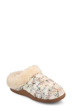 Journee Collection Adiah Faux Fur Trim Slipper in Beige at Nordstrom Rack, Size X-Large