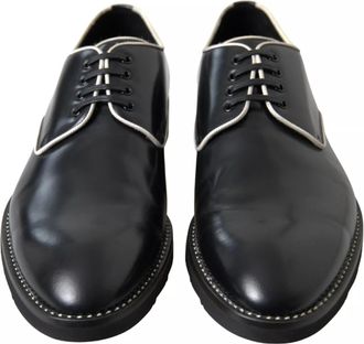 Dolce & Gabbana Mens Black White Leather Formal Dress Shoes