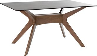 Koketto Home Mesa 160 tapa de porcelanico gris y patas nogal