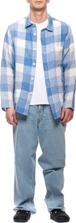 East Harbour Surplus Scottish Plaid French Collar Cotton-Blend Shirt