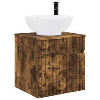 vidaXL Vanidad De Lavabo Montada En La Pared Roble Ahumado Vidaxl
