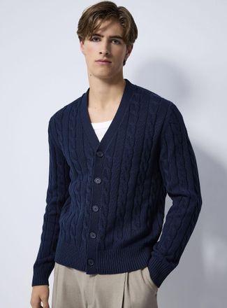 Le 31 Mens Twisted cable Cardigan Sweater