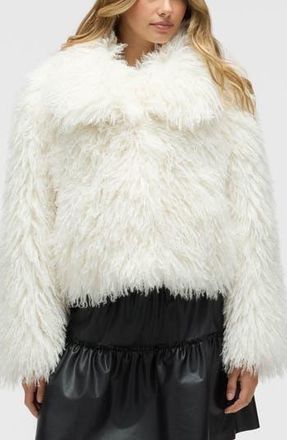 NVLT Shaggy Faux Fur Crop Jacket in Ivory at Nordstrom Rack, Size X-Large