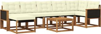 vidaXL Conjunto De Sof&aacute;s De Exterior 8 Uds. Natural Y Crema Vidaxl