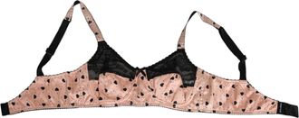 Dolce & Gabbana Beige Silk Heart Print Soft Cup Bra Womens Underwear