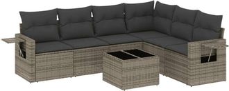 vidaXL Vidaxl - Set De Sof&aacute;s De Jard&iacute;n 7 Piezas Con Cojines Rat&aacute;n Pe Gris