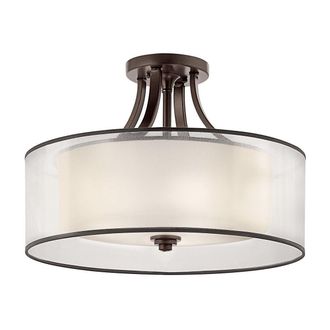Netlighting Lacey 4 Light SemiFlush Mount Mission Bronze E27 in Brown