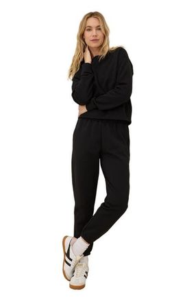Pact Organic Brushed Fleece Crew Sweatshirt in Black at Nordstrom, Size Large