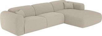 Vente-Unique Gran sof&aacute; cama rinconera derecha convertible cama chaise longue en tejido color beige jaspeado POGNI