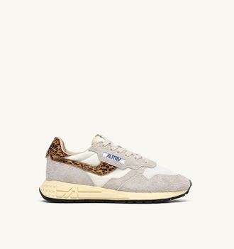 Autry SNEAKERS REELWIND LOW IN NYLON E SUEDE BIANCO E LEOPARD