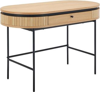 Vente-Unique Escritorio con 1 caj&oacute;n - Chapado en roble - Color: Natural y negro - CARDIONA