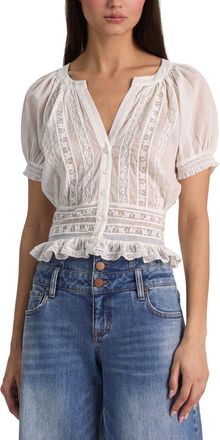 Alice & Olivia Alice + Olivia Kathryn Lace Trim Blouse
