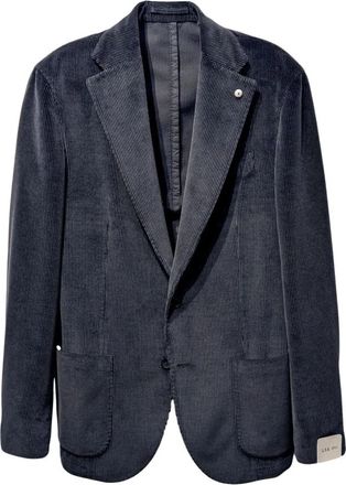 L.B.M. 1911 Fijnribfluweel Blazer - Heren - Blazers - Grijs - M - Leer - Jassen
