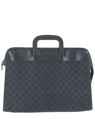 Gucci Black Gg Canvas & Leather Briefcase Black (Authentic Pre-Loved)