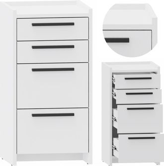 OEM Cassettiera Altivo 2sw2sn, Mobile Bianco, 2 Cassetti Alti, 2 Cassetti Bassi Per Piccoli Oggetti