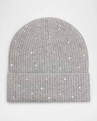Carolyn Rowan Cashmere Lurex Crystal-Embellished Beanie