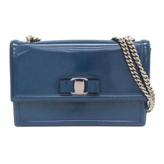 Ferragamo Pre-owned Ginny Au-21 G209 Shoulder bag - Dames - Pre-owned - Blauw - Maat: ONE Size Zijde