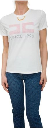 Elisabetta Franchi Tops, Dames, Wit, S, Katoen, Casual Katoenen T-Shirt voor Mannen