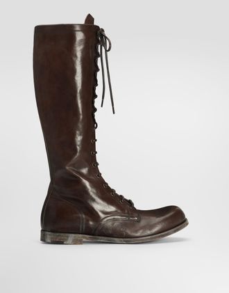 Dolce & Gabbana Leather Boot - Man Boots And Ankle Boots Brown Leather 41.5