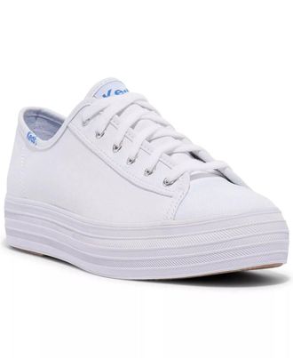 Keds Womens Triple Kick Sneaker Shoe In White Leather