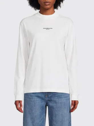 Alexander Wang T-shirt a maniche lunghe in cotone con logo a contrasto
