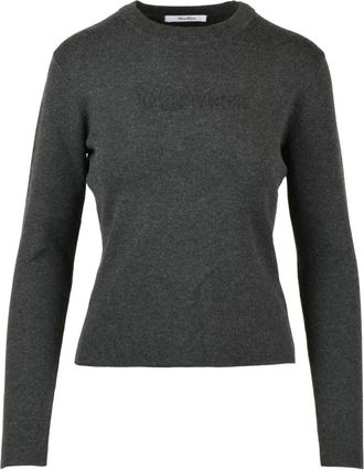 Max Mara Truien & Vesten, Dames, Grijs, S, Wol, Sottogiacca Ronde hals Breiwerk