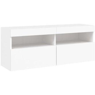 vidaXL Vidaxl - Mueble De Tv De Pared Con Luces Led Blanco 100x30x40 Cm