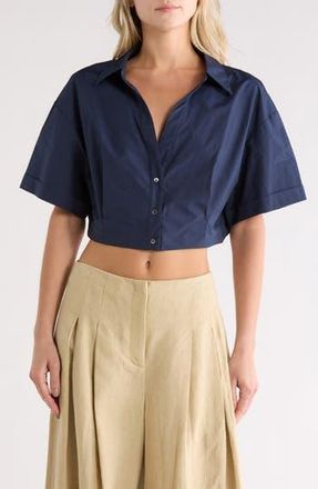 TWP She Comes & Goes Again Crop Button-Up Shirt in Midnight at Nordstrom Rack, Size X-Large