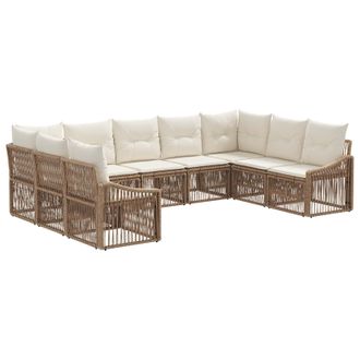 vidaXL Conjunto De Sof&aacute;s De Jard&iacute;n 9 Pcs Beige Rat&aacute;n Sint&eacute;tico Vidaxl