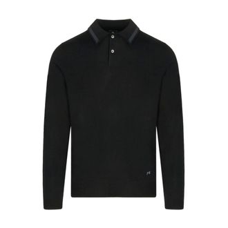 Paul Smith Round-neck Knitwear, male, Black, 2XL, PS Knitted Trim LS Polo