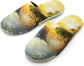 Generic Sunrise at Victoria Falls Mens House Slippers Slip Indoor Slipper On Shoes Warm Outdoor