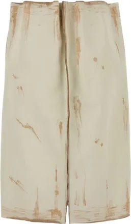 Prada Womens Sand Leather Skirt Bianco Vitello Gonne