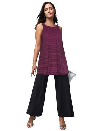 Jessica London Stretch Knit Tunic Tank in Raspberry Mini Houndstooth at Nordstrom, Size 32